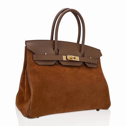 Warm Rustic Amber Two Tone Medium Structured Trapezoid Tote With Taupe Trim And Luminous Golden Twist Lock Hardware And Hanging Metal Padlock Charm